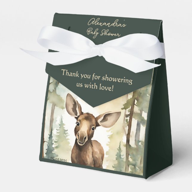 Baby Moose Cute Gender Neutral Baby Shower Favour Box (Front Side)