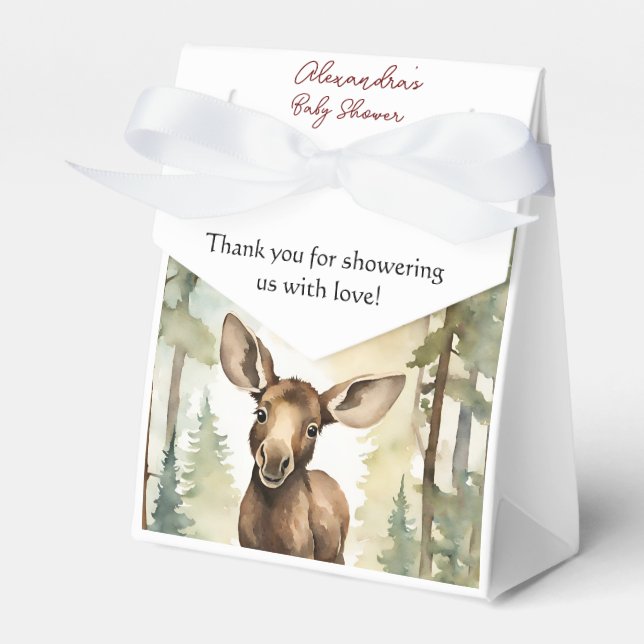 Baby Moose Gender Neutral Baby Shower Favour Box (Front Side)