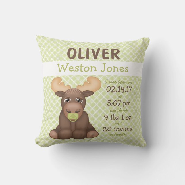 Baby Moose Nursery Keepsake Cushion (Front)