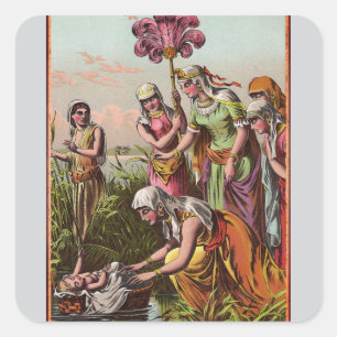 Baby Moses In A Basket Square Sticker