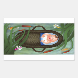 Baby Moses Passover Cartoon Rectangular Sticker