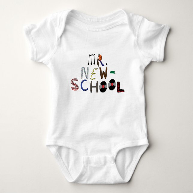 Baby Mr. New-School Font Jersey Bodysuit (Front)