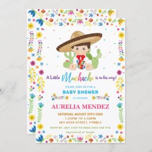 Baby Muchacho Fiesta Mexican Baby Boy Shower   Invitation