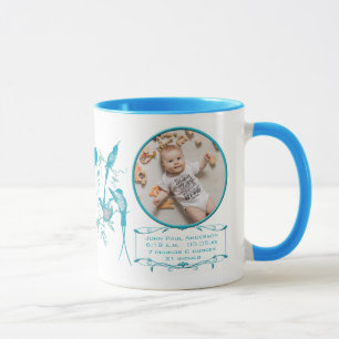 Baby Mug with Baby Photo Important Birth Stats