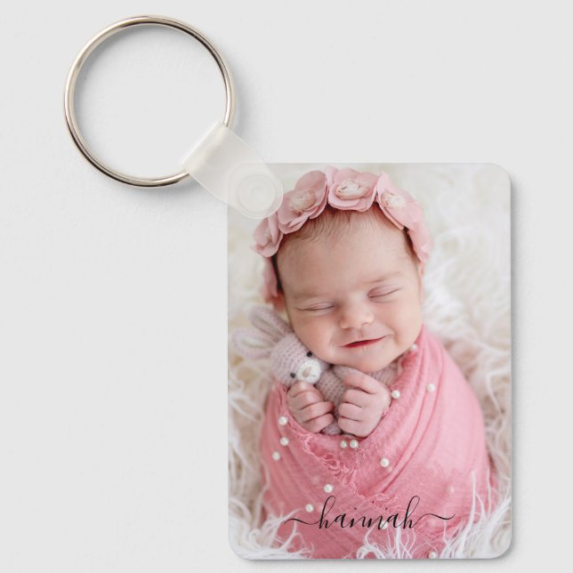 Baby Multi Photo with Name Key Ring (Front)