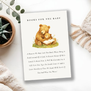 Baby Mum Bear Floral Neutal Books For Baby Shower Enclosure Card