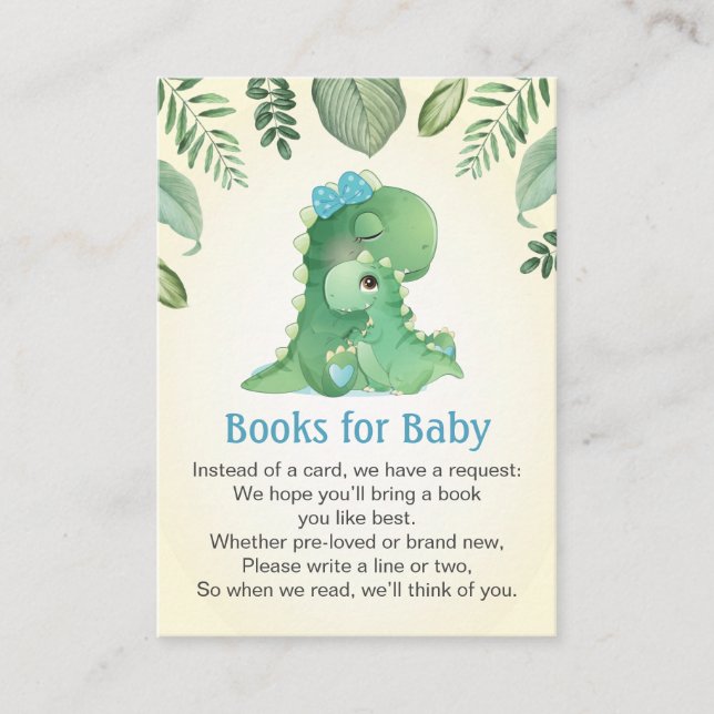 Baby Mummy Dinosaur Books for Baby Shower Sprinkle Enclosure Card (Front)