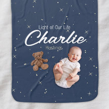 Baby Name Announcement Custom Blanket with Stars