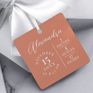 Baby Name & Birth Stats Photo Pink Keepsake Metal Tree Decoration