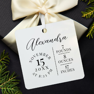 Baby Name & Birth Stats Photo White Keepsake Ceramic Ornament