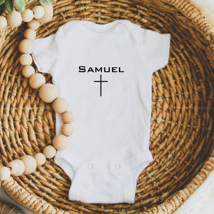 Baby Name   Cross Modern Cute Christian Bodysuit