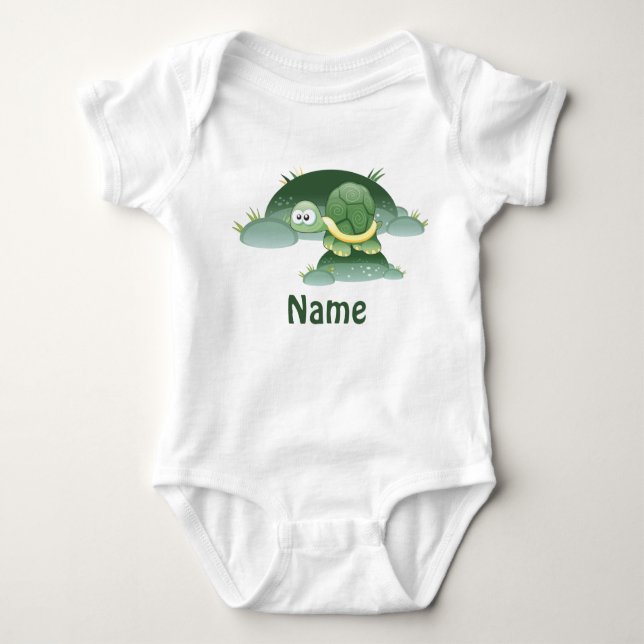 Baby Name Cute Turtle  Custom Infant Creeper (Front)
