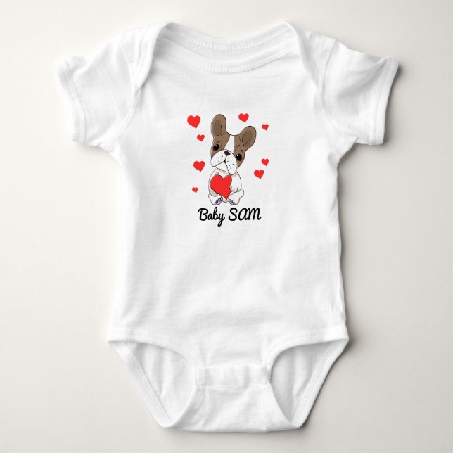 Baby name Dog Heart Bodysuit (Front)