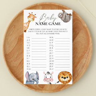 Baby Name Game Safari Animals Wild One Flyer