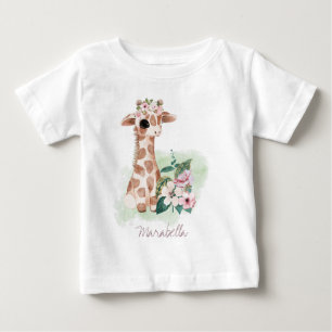 *~* Baby Name Giraffe Nursery Girl Jungle Sweet Ba T-Shirt