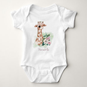 *~* Baby Name Giraffe Whimsical Girl Jungle Sweet Baby Bodysuit