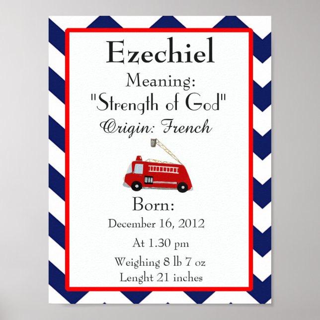 Baby Name meaning keepsake nursery Ezechiel name Poster (Front)