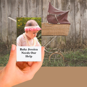 Baby Name Needs Our Help Donate QR code Card