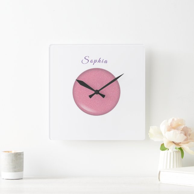 Baby Name personalized, Nursery, kids,     Square  Wall Clock (Home)