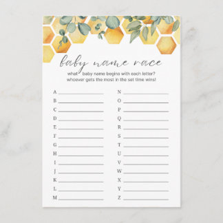 Baby Name Race Bee Baby Shower Game Enclosure Card