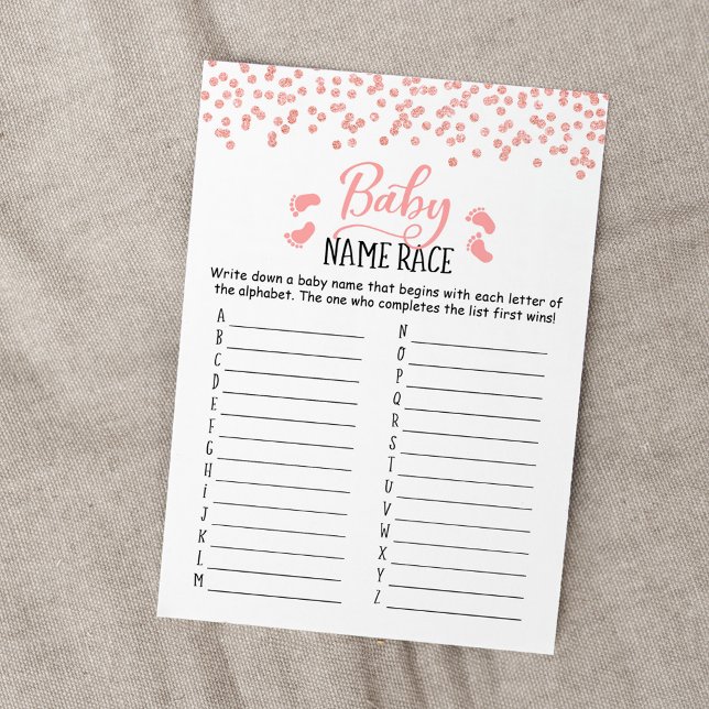 Baby Name Race Game Baby Shower Party Card (Creator Uploaded)