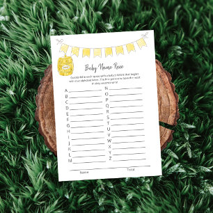 Baby Name Race Game Teddy Bear Card