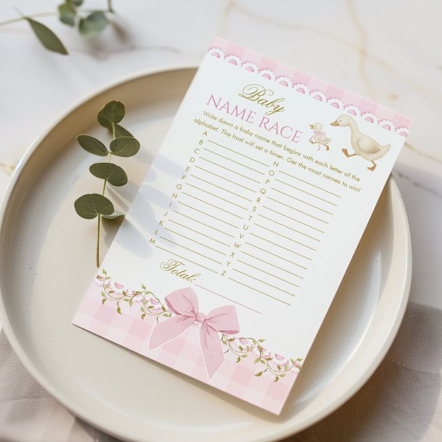 Baby Name Race Silly Goose Pink Baby Shower game (Creator Uploaded)