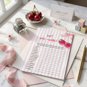 Baby Name Scramble Cherry on  Top Pink Bow Girl 