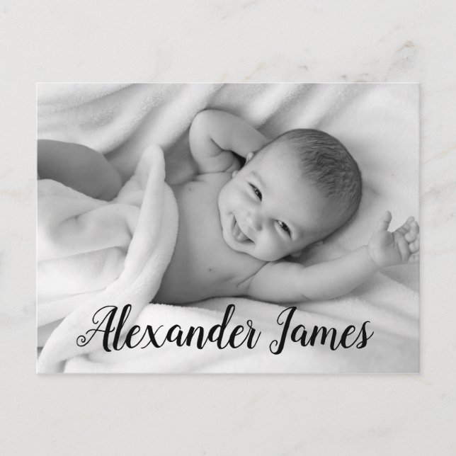 Baby Name Script Birth Announcement Photo (Front)
