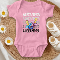 Baby name shades white to black with pacifier Pink