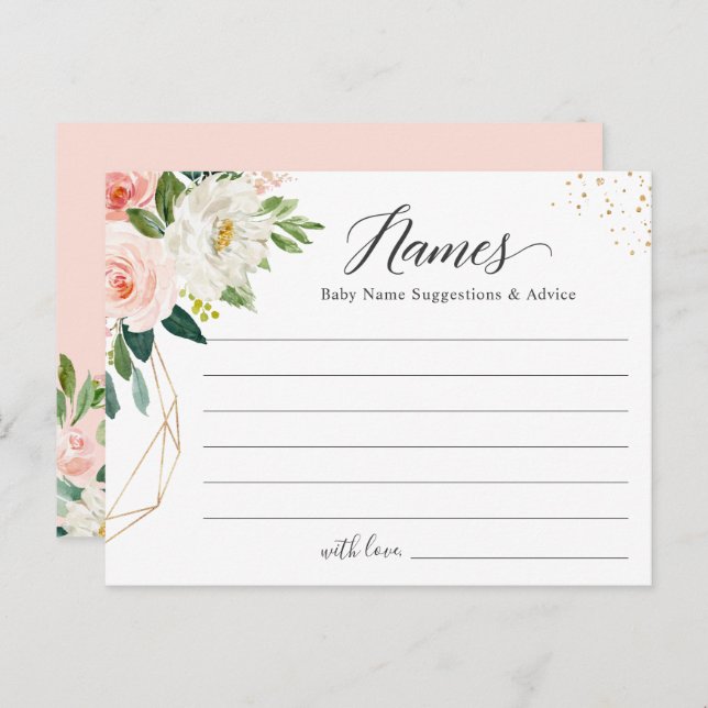 Baby Name Suggestion Advice Baby Shower Game Card (Front/Back)