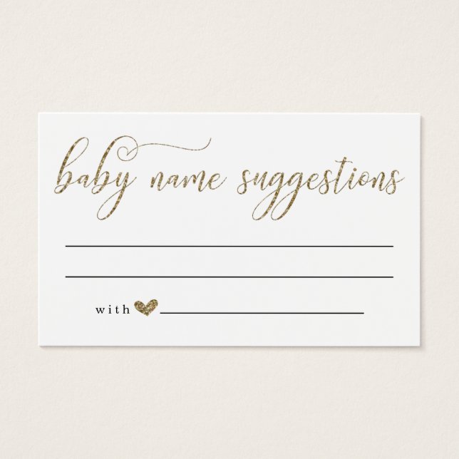 Baby Name Suggestions Card for Baby Shower - Gold (Front)