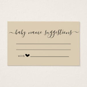 Baby Name Suggestions Card for Baby Shower  Simple