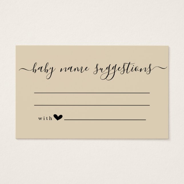 Baby Name Suggestions Card for Baby Shower  Simple (Front)