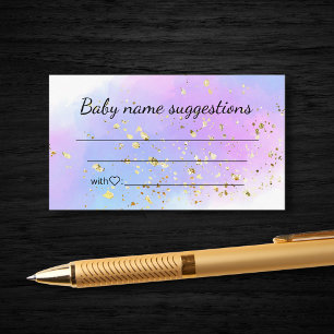 baby name suggestions pink blue gold baby shower  enclosure card