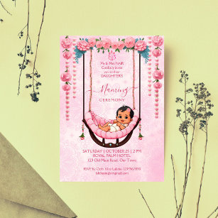 Baby Naming Cradle Indian Ceremony pink template