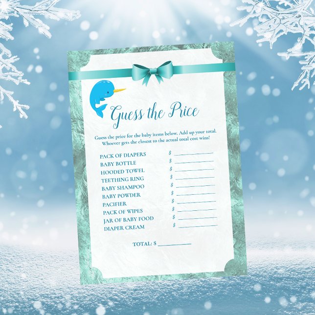 Baby Narwhal Guess The Price Baby Shower Game Invitation (Creator Uploaded)