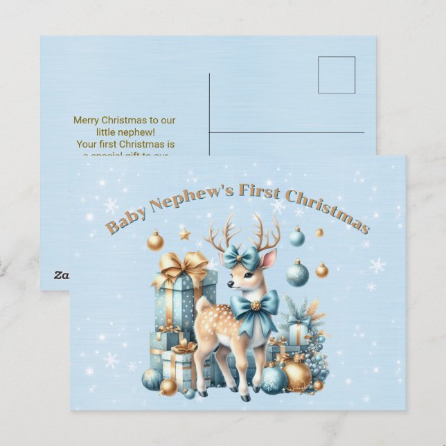 Baby Nephew's First Christmas Holiday Postcard (Front/Back)