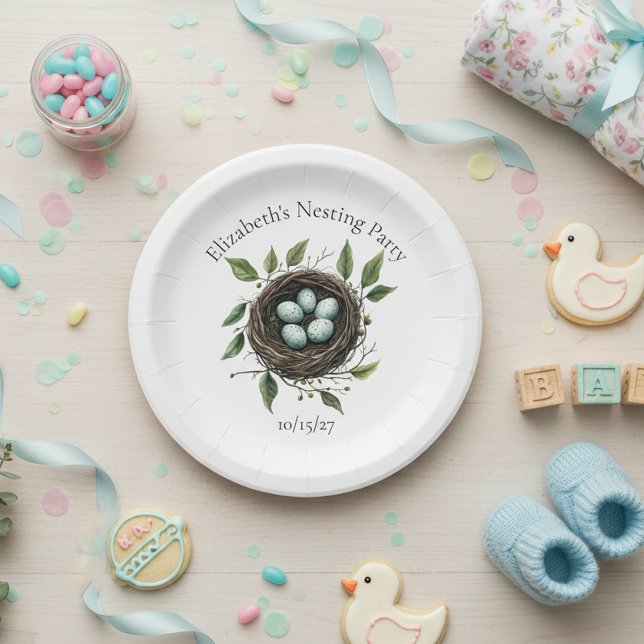 Baby Nesting Party Bird Nest Paper Plate (Creator Uploaded)