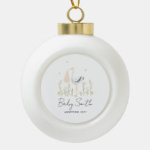 Baby Neutral Water Colour Stork Announcement Year