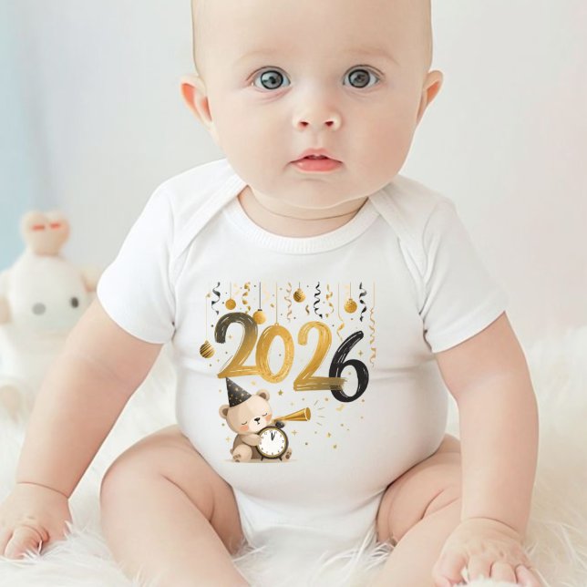 Baby New Year 2026 Bodysuit Cute Teddy Bear Design (Creator Uploaded)