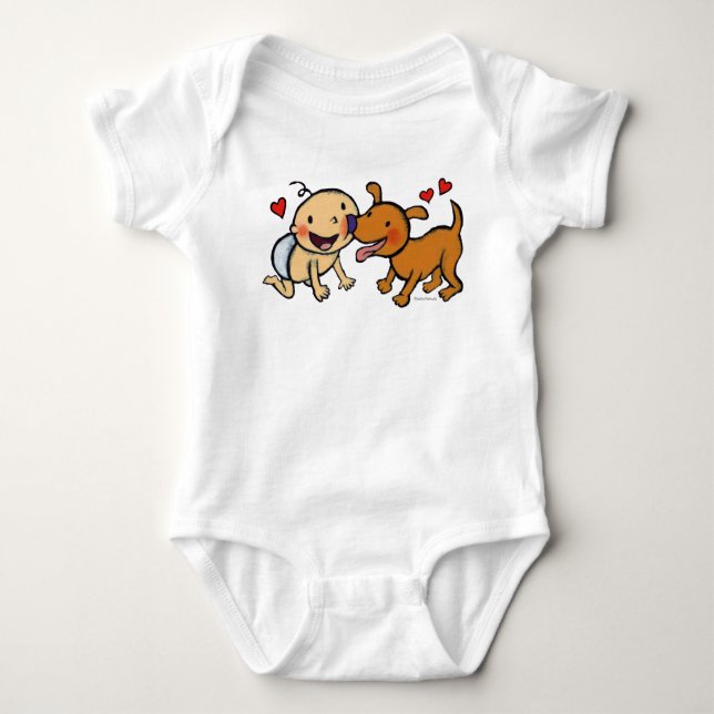 Baby Nose Kisses from the Dog Baby Bodysuit (Front)