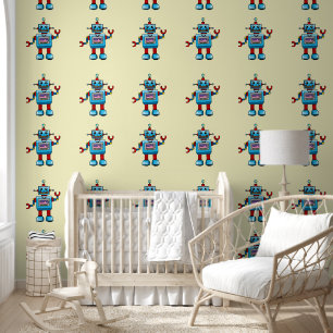 baby nursery happy robots wallpaper