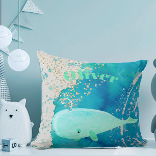 Baby Nursery Whale Sparkle Blue Nautical Personal Cushion