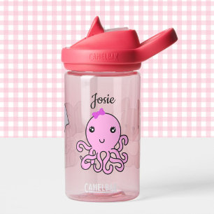 Baby Octopus Elephant Puppy Add Child's Name Pink Water Bottle