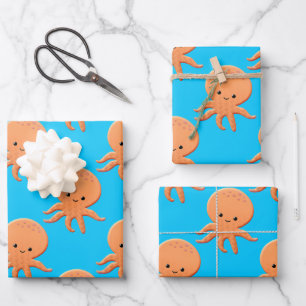 Baby Octopus Pattern Wrapping Paper Sheet