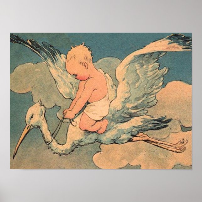 Baby on a Stork Poster (Front)