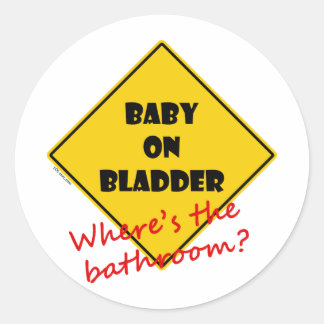 Baby on Bladder Classic Round Sticker