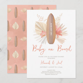 Baby on Board Aloha Baby Girl Shower Invitation