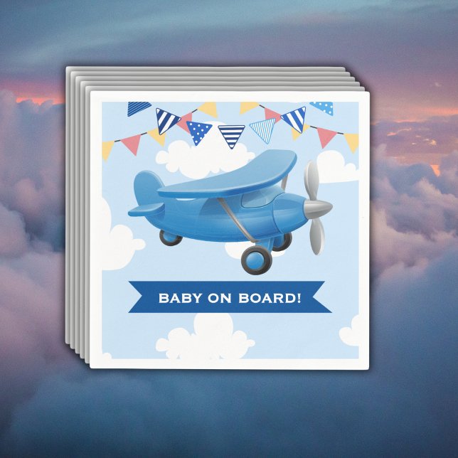Baby on Board! Aviation Aeroplane Baby Shower Napkin (Creator Uploaded)